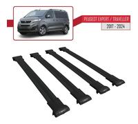 Pour Peugeot Expert - Traveller 2017-2024 Barres de Toit FLY Modèle Railing Porte-Bagages de voiture 4 BARRAS - Noir