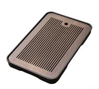 pour plateau à Thé en pour bois Massif 32x19cm Style Minimaliste | Design fonctionnel avec rainures, évacuation pour efficace de l'eau, pour idéal pour théières et tasses, pour facile à