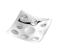 pour plateau de pour service 4 Compartiments - Snacks Apéritif Résistant - Assiette Divisée Fêtes Mariage - Design Argenté Élégant - Taille 23,5x23,5cm(One compartment)