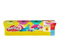 pour Play-doh Recharge - Pack 4 Pots Couleurs Vives 4x85g, Pate a Modeler - Imagination et Creation - Set Jeu prescolaire et 1 Carte