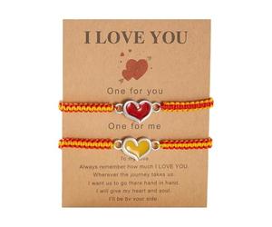 Pour Plusieurs Avec Élastique Bijoux Love Heart Couple Relationship String Rope Bracelets Black Red Woven String Pinky Promise Anniversary Valentine's Pour Bracelet Valentin Message Avec (C, One Size)