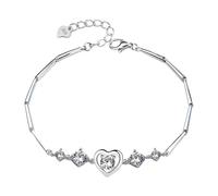 Pour Poignet Bracelet Avec Perlé Bijoux et cubique pour femme, bijou et ajustable, idéal pour la Saint-Valentin, la fête des mères ou un anniversaire. Naturelle Cadeau Bijoux (White, One Size)