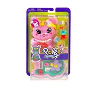 pour Polly Pocket - Coffret Lapin Rose - 1 poupée + 10 Accessoires - Set Jouet Fille + 1 Carte Tigre