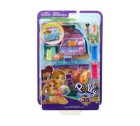 pour Polly Pocket - Coffret Vacances a la Plage, Road Trip avec Van Camping Car - poupees + Chiot + Accessoires - Set Jouet Fille + 1 Carte Animal