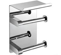 pour porte-rouleau de toilette 21,5 cm perçage ou collage noir pour WC | Capacité de deux rouleaux, moins de changement, alimentation ininterrompue, acier inoxydable, pièces humides