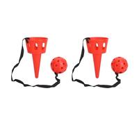 Pour prendre une balle, 2 set en plastique à billes avec une mate pour une poignée stable, lancer et attraper une balle pour l'exercice de réflexivité, des enfants (Rouge)