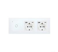 pour prise Connectée WiFi 2 Interrupteurs Verre Trempé pour(white) | Contrôle app mobile, compatible pour alexa Google, verre trempé , indicateur LED /, installation DIY