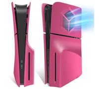 Pour PS5 Slim Façade de Remplacement avec Aération de Refroidissement | Coque de protection pour Playstation 5 Slim Disc Edition, antichoc, anti-rayures, anti-poussière, rose