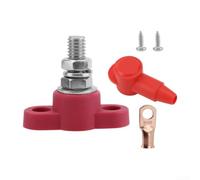 pour rail de collecteur mono-pôle m10 250 A 12 V, bloc de distribution en nylon et acier inoxydable pour voiture, camping-car et yacht, connecteur de batterie ignifuge rouge/noir (rouge)
