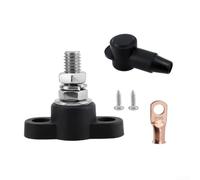 pour rail de collecteur mono-pôle m10 250 A 12 V, bloc de distribution en nylon et acier inoxydable pour voiture, camping-car et yacht, connecteur de batterie ignifuge rouge/noir (noir)