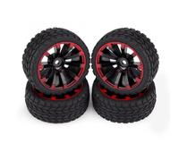 Pour Redcat Exceed Pour HPI 1/10 Lot De 4 Pneus RC En Caoutchouc Avec Jantes En Plastique Pour Chenilles RC Pour Voitures D'escalade RC Voiture Roues(Grain Pattern)