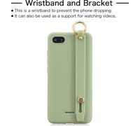 Pour Redmi 6A simple couleur solide chic poignet attache de corde mat TPU anti-scratch antidérapant étui de protection dos 10 haricots verts