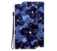 pour Redmi A5 4G PU Leather, Cuir, Portefeuille, Magnétique, Anti-Rayures, Protection Cover, Emplacement Carte, Housse, Téléphone Case,Peinture à l'encre de Chine Fleurs Bleues