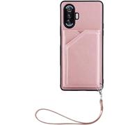 Pour Redmi K40 Gaming Edition Coque - Étui Portefeuille Carte Fentes Arrière Poche Antichoc Pare-Chocs Métal Bouton Cordon Peau Coquille Protect For Redmi K40 Gaming Edition Chs -Rosegold