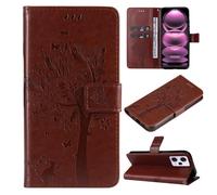 Pour Redmi Note 12 Pro 5G (6.67"") Etui en Cuir PU Portefeuille Antichoc Flip Pour Rétro Emboss Série de Chat et d'arbre - Marron