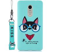 Pour Redmi Note 4X/NOTE 4 Cartoon Lovely Coloured Painted Soft TPU back cover anti-dérapant full protective case with lanyard light blue