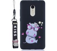 Pour Redmi Note 4X/NOTE 4 Cartoon Lovely Coloured Painted Soft TPU back cover anti-dérapant full protective case with lanyard black