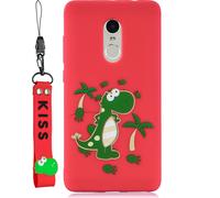 Pour Redmi Note 4X/NOTE 4 Cartoon Lovely Coloured Painted Soft TPU back cover anti-dérapant full protective case with lanyard red