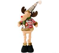 pour retro Plaid Christmas Plush Figurine Adjustable 40-55cm(Deer) | pour retro plaid pattern, snowflake details, warm rustic pour vibe, adjustable 40-55cm, soft plush fabric