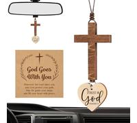pour Rétroviseur - Ornement de Voiture Jésus Bois Métal 3,5x10,16cm | Décoration chrétienne Verset biblique rétroviseur Suspendu Voiture Accessoire Religieux Cadeau