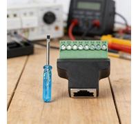 pour rj45 Adaptateur de bornes à vis femelle vers bornier 8 broches Vert EIA/TIA 568B pour câble réseau Cat5 Cat5e Cat6 Cat7 sans soudure avec tournevis (2 ensembles)