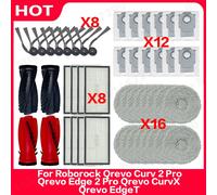 Pour Roborock Qrevo Curv 2 Pro, Qrevo Edge 2 Pro, Qrevo CurvX, Qrevo EdgeT : Accessoires (brosse principale, brosse latérale, chiffon de nettoyage, sac à poussière, filtre) 4 Pcs