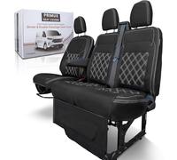 Pour s’adapter à : Housse de siège en similicuir style Ford Transit Custom 2023 et suivants avec accès par zip au plateau rabattable, convient au VW Transporter T7 2025