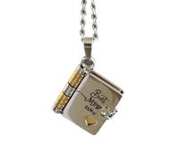 Pour sa fille - mon collier de livre incroyable, collier de livre de maman à fille, collier de livre multi-couches ouvert avec 6 pages d'informations gravées, colliers Goldbook 18K (B)