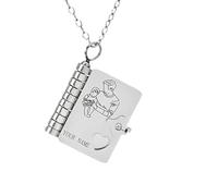 Pour sa fille - mon collier de livre incroyable, collier de livre de maman à fille, collier de livre multi-couches ouvert avec 6 pages d'informations gravées, colliers Goldbook 18K (C)
