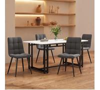 Pour salle à manger et séjour: table à manger 4 places 140x80cm, style moderne luxueux, plateau MDF black-toned