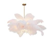 pour Salon Chambre Salle À Manger Chambre De Princesse Romantique, Lustre en Plumes D'autruche Créatif Américain, E14 + Source De Lumière Auxiliaire Lustre en Plumes De Luxe De Lumière