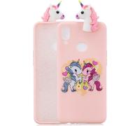 Pour Samsung A10S A20S couleur peinture 3D animal de bande dessinée pleine de protection souple TPU étui de téléphone cellulaire lumière rose
