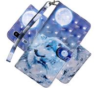 Pour Samsung Galaxy A2 Core Coque Portefeuille Effet 3d Peint En Premium Pu Cuir Rabat Magnétique Cover Filp Stand Shell Bumper Housse Pour Samsung Galaxy A2 Core Moon Wolf Bx.