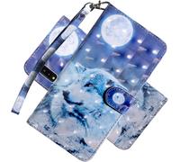 Pour Samsung Galaxy A7 2018 Coque Portefeuille Effet 3d Peint En Premium Pu Cuir Rabat Magnétique Cover Filp Stand Shell Bumper Housse Pour Galaxy A7 2018 / A750 Moon Wolf Bx.