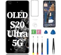 Pour Samsung Galaxy S20 Ultra 5G OLED Écran de Remplacement avec Cadre Bouton Latéral 3D Tactile LCD Display SM-G988U Digitizer Assemblage Complet Kit d'outils de réparation 6,9 pouces