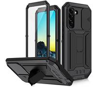 pour Samsung Galaxy S22 5G Coque, Étui Rigide Antichoc Aluminium Métal Gorilla Verre Militaire Duty Robuste Protecteur Couverture pour Samsung Galaxy S22 5G, avec protège-Objectif (Noir)
