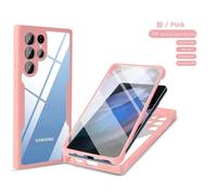 Pour Samsung Galaxy S22 Ultra 5G 6,8 Pouces, 360°Full Body Protection Etui Robuste Double Face Bumper Intégrale Case, Rose