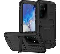 pour Samsung Galaxy S22 Ultra 5G Coque,Étui Rigide Étanche Antichoc Aluminium Métal Gorilla Verre Militaire Duty Robuste Protecteur Couverture pour Samsung Galaxy S22 Ultra 5G,avec Béquille (Noir)