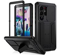 pour Samsung Galaxy S23 Ultra 5G Coque, Étui Rigide Antichoc Aluminium Métal Gorilla Verre Militaire Duty Robuste Protecteur Couverture pour Galaxy S23 Ultra 5G, avec protège-Objectif (Noir)
