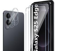 Pour Samsung Galaxy S25 Edge 5g Protection Écran, 2 Pièces Verre Trempé + 2 Pièces Caméra Arrière Protecteur, 9h Dureté Sans Bulles Anti-Rayures Avec Ca E D'alignement Protection[Compatible8046]