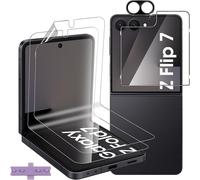 Pour Samsung Galaxy Z Flip 7 5g Verre Trempé, 2+1+1 Pièces Interne Tpu Protecteurs D'écran + Retour Vitre Protection Écran + Caméra Arrière Protecteur (Noire), Hd Film Pour Z Flip7 5g