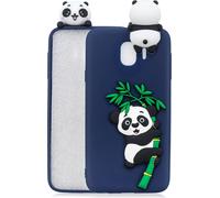 Pour Samsung J4 2018/J4 Plus Téléphone Cas 3D Cartoon Panda Bambou Téléphone cellulaire Retour Coque antichoc Smartphone Couverture Bleu Royal