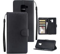 Pour Samsung J6 2018 PU téléphone portable boîtier antidérapant de protection avec slot carte noire