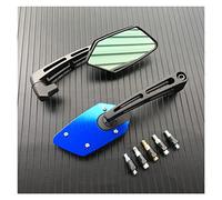 Pour Scooter E-Bike Noir Carbone Bleu Moto Rétroviseur Rotatif HD Vision Rétroviseurs Latéraux M8 M10 Guidon Rétroviseur(1)