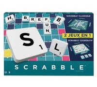 Scrabble 2 Jeux En 1, Version Francaise - Plateau Reversible - Jeu Lettres, Mots Croises - Set Jeu Societe Classique Et Carte