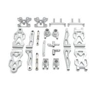 Pour SCY 16101 16102 16106 16201 Pour JJRC Q130A Q130B Q117 1/16 Kit Coupelles Direction Avant Arrière Métal Voiture Radiocommandée Accessoires voitures RC(Silver)