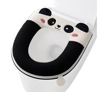Pour siège de toilette : chaud pour siège de toilette, chauffage confortable, housses de siège épaisses lavables réutilisables avec fermeture éclair et poignée, convient à les sièges W C (Panda)