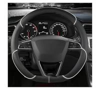 pour siège pour Toledo pour MII pour Arosa pour Exeo St Cuir Microfibre 38 cm moyeux de Volant antidérapants Couverture Voiture Housse de Volant(White D Shape)
