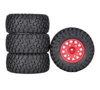 Pour Slash Pour Arrma Pour Senton Pour HSP Pour HPI 1/8 1/10 4 Pneus De Camion Short Course 112 Mm Avec Hexagones De Roue 12 Mm 14 Mm 17 Mm RC Voiture Roues(Red)