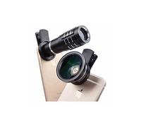 Objectif zoom Apexel Pour Smartphone 0.45X Objectif à grand angle + 12.5X Objectif Macro + 12X Téléobjectif Noir